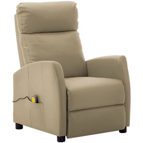 SUPERMARKET Fauteuil Inclinable électrique De Massage Cappuccino Similicuir 4 SUPERMARKET Fauteuil Inclinable électrique De Massage Cappuccino Similicuir – Image 2