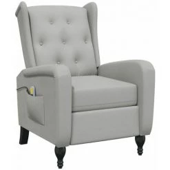 SUPERMARKET Fauteuil De Massage Inclinable Gris Clair Velours SUHB-329352 -Pas Cher Fauteuil Magasin 63657589 2