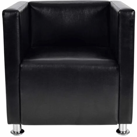 SUPERMARKET Fauteuil Cube Noir Similicuir 4 SUPERMARKET Fauteuil Cube Noir Similicuir – Image 2