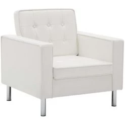 SUPERMARKET Fauteuil Blanc Similicuir SUHB-247019 -Pas Cher Fauteuil Magasin 63658096 2