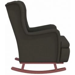 SUPERMARKET Fauteuil Avec Pieds à Bascule Bois D'hévéa Gris Foncé Velours -Pas Cher Fauteuil Magasin 63658274 4