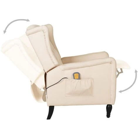 SUPERMARKET Fauteuil De Massage Inclinable Crème Tissu SUHB-329339 6 SUPERMARKET Fauteuil De Massage Inclinable Crème Tissu SUHB-329339 – Image 4
