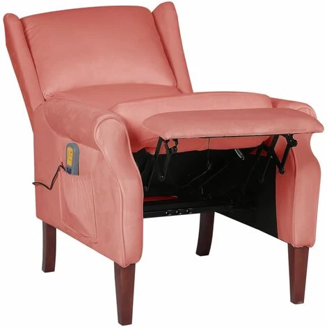 SUPERMARKET Fauteuil De Massage Inclinable Rose Velours SUHB-329294 6 SUPERMARKET Fauteuil De Massage Inclinable Rose Velours SUHB-329294 – Image 4
