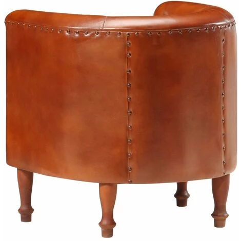 SUPERMARKET Fauteuil Marron Cuir Véritable SUHB-286592 6 SUPERMARKET Fauteuil Marron Cuir Véritable SUHB-286592 – Image 4