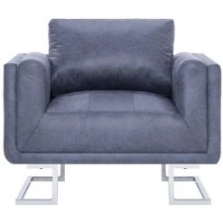 SUPERMARKET Fauteuil Cube Gris Similicuir Daim -Pas Cher Fauteuil Magasin 63658476 3
