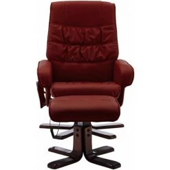 SUPERMARKET Fauteuil De Massage Inclinable Repose-pied Bordeaux Similicuir -Pas Cher Fauteuil Magasin 63658497 3