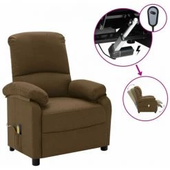 SUPERMARKET Fauteuil De Massage Inclinable électrique Marron Tissu SUHB-3073856
