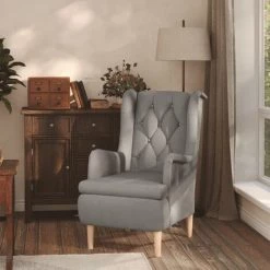 SUPERMARKET Fauteuil Avec Pieds En Bois D'hévéa Solide Gris Clair Tissu
