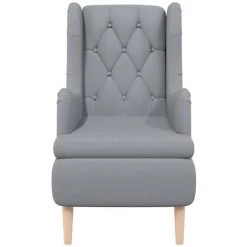 SUPERMARKET Fauteuil Avec Pieds En Bois D'hévéa Solide Gris Clair Tissu -Pas Cher Fauteuil Magasin 63662394 3