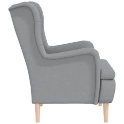 SUPERMARKET Fauteuil Avec Pieds En Bois D'hévéa Solide Gris Clair Tissu -Pas Cher Fauteuil Magasin 63662394 4