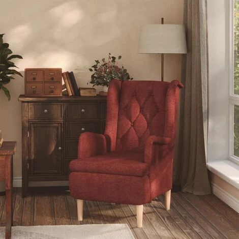 SUPERMARKET Fauteuil Avec Pieds En Bois D'hévéa Solide Rouge Bordeaux Tissu 3 SUPERMARKET Fauteuil Avec Pieds En Bois D'hévéa Solide Rouge Bordeaux Tissu