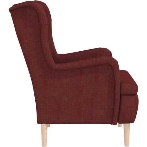 SUPERMARKET Fauteuil Avec Pieds En Bois D'hévéa Solide Rouge Bordeaux Tissu 6 SUPERMARKET Fauteuil Avec Pieds En Bois D'hévéa Solide Rouge Bordeaux Tissu – Image 4