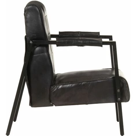 SUPERMARKET Fauteuil 60x80x87 Cm Noir Cuir De Chèvre Véritable 6 SUPERMARKET Fauteuil 60x80x87 Cm Noir Cuir De Chèvre Véritable – Image 4