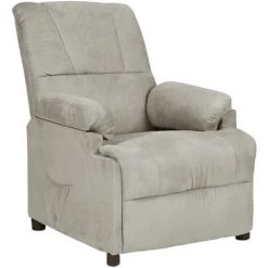 SUPERMARKET Fauteuil Inclinable Gris Clair Similicuir Daim