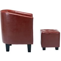 SUPERMARKET Fauteuil Avec Repose-pied Rouge Bordeaux Similicuir 9 SUPERMARKET Fauteuil Avec Repose-pied Rouge Bordeaux Similicuir -Pas Cher Fauteuil Magasin 63663743 3