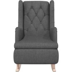 SUPERMARKET Fauteuil Avec Pieds à Bascule En Bois D'hévéa Gris Foncé Tissu 9 SUPERMARKET Fauteuil Avec Pieds à Bascule En Bois D'hévéa Gris Foncé Tissu -Pas Cher Fauteuil Magasin 63663934 3