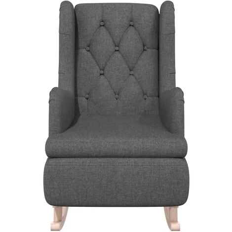 SUPERMARKET Fauteuil Avec Pieds à Bascule En Bois D'hévéa Gris Foncé Tissu 5 SUPERMARKET Fauteuil Avec Pieds à Bascule En Bois D'hévéa Gris Foncé Tissu – Image 3