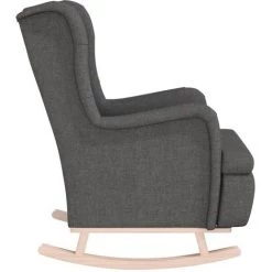 SUPERMARKET Fauteuil Avec Pieds à Bascule En Bois D'hévéa Gris Foncé Tissu 10 SUPERMARKET Fauteuil Avec Pieds à Bascule En Bois D'hévéa Gris Foncé Tissu -Pas Cher Fauteuil Magasin 63663934 4