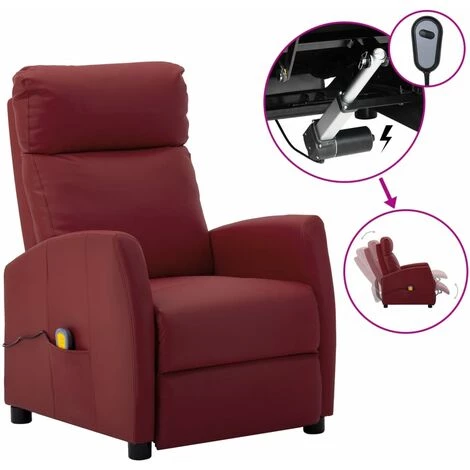 SUPERMARKET Fauteuil Inclinable électrique De Massage Bordeaux Similicuir 3 SUPERMARKET Fauteuil Inclinable électrique De Massage Bordeaux Similicuir