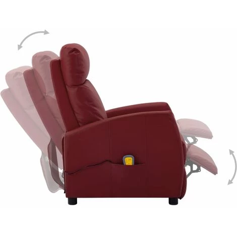 SUPERMARKET Fauteuil Inclinable électrique De Massage Bordeaux Similicuir 6 SUPERMARKET Fauteuil Inclinable électrique De Massage Bordeaux Similicuir – Image 4