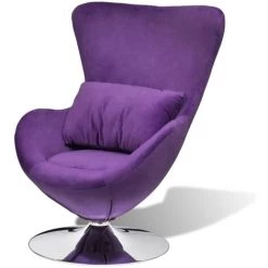 SUPERMARKET Fauteuil Pivotant En Forme D’œuf Avec Coussin Violet Velours