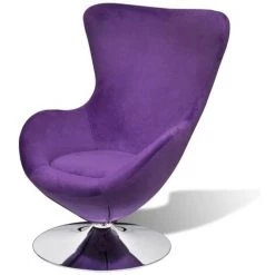 SUPERMARKET Fauteuil Pivotant En Forme D’œuf Avec Coussin Violet Velours -Pas Cher Fauteuil Magasin 63664092 4