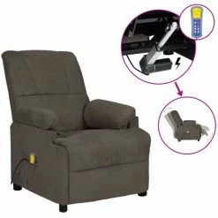SUPERMARKET Fauteuil Inclinable De Massage électrique Similicuir Daim SUHB-3073839