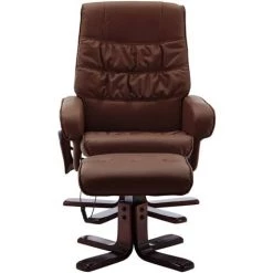 SUPERMARKET Fauteuil De Massage Inclinable Et Repose-pied Marron Similicuir -Pas Cher Fauteuil Magasin 63664259 3