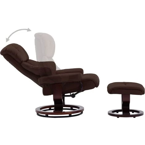 SUPERMARKET Fauteuil Inclinable Repose-pied Marron Similicuir Bois Courbé 7 SUPERMARKET Fauteuil Inclinable Repose-pied Marron Similicuir Bois Courbé – Image 5