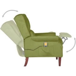 SUPERMARKET Fauteuil De Massage Inclinable Vert Clair Velours SUHB-329293 -Pas Cher Fauteuil Magasin 63670610 5