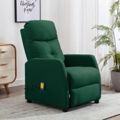 SUPERMARKET Fauteuil Inclinable De Massage Vert Foncé Tissu SUHB-289832