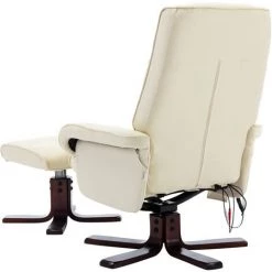 SUPERMARKET Fauteuil De Massage Inclinable Et Repose-pied Crème Similicuir -Pas Cher Fauteuil Magasin 63671357 5