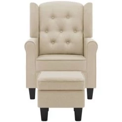 SUPERMARKET Fauteuil Avec Repose-pied Crème Tissu 9 SUPERMARKET Fauteuil Avec Repose-pied Crème Tissu -Pas Cher Fauteuil Magasin 63672260 3