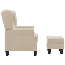 SUPERMARKET Fauteuil Avec Repose-pied Crème Tissu 10 SUPERMARKET Fauteuil Avec Repose-pied Crème Tissu -Pas Cher Fauteuil Magasin 63672260 4
