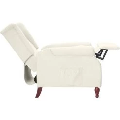 SUPERMARKET Fauteuil Inclinable Beige Tissu Microfibre -Pas Cher Fauteuil Magasin 63672308 3