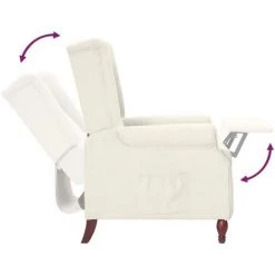 SUPERMARKET Fauteuil Inclinable Beige Tissu Microfibre -Pas Cher Fauteuil Magasin 63672308 5