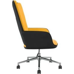 SUPERMARKET Chaise De Relaxation Jaune Moutarde Velours Et PVC SUHB-327904 -Pas Cher Fauteuil Magasin 63672441 3