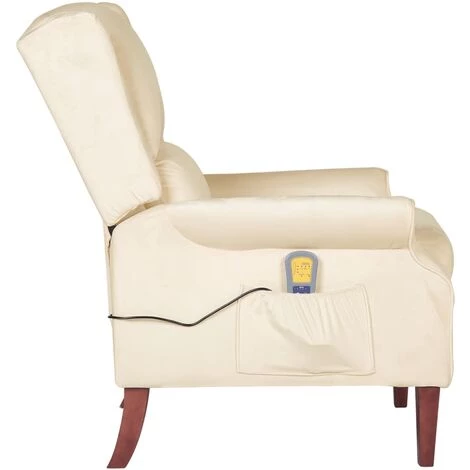 SUPERMARKET Fauteuil De Massage Inclinable Crème Velours SUHB-329299 5 SUPERMARKET Fauteuil De Massage Inclinable Crème Velours SUHB-329299 – Image 3