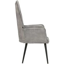 SUPERMARKET Chaise à Oreilles Gris Toile -Pas Cher Fauteuil Magasin 63675737 4