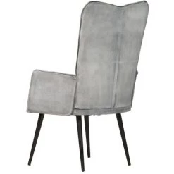 SUPERMARKET Chaise à Oreilles Gris Toile -Pas Cher Fauteuil Magasin 63675737 5
