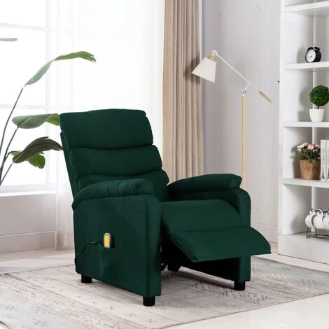 SUPERMARKET Fauteuil Inclinable De Massage Vert Foncé Tissu SUHB-321232 3 SUPERMARKET Fauteuil Inclinable De Massage Vert Foncé Tissu SUHB-321232