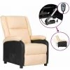 SUPERMARKET Fauteuil Inclinable TV électrique Crème Similicuir Tissu