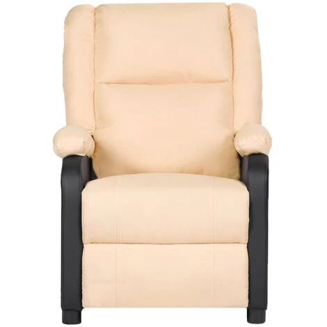 SUPERMARKET Fauteuil Inclinable TV électrique Crème Similicuir Tissu 5 SUPERMARKET Fauteuil Inclinable TV électrique Crème Similicuir Tissu – Image 3
