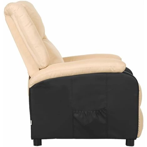 SUPERMARKET Fauteuil Inclinable TV électrique Crème Similicuir Tissu 6 SUPERMARKET Fauteuil Inclinable TV électrique Crème Similicuir Tissu – Image 4