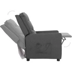 SUPERMARKET Fauteuil Inclinable Gris Clair Tissu SUHB-338956 -Pas Cher Fauteuil Magasin 63676569 5