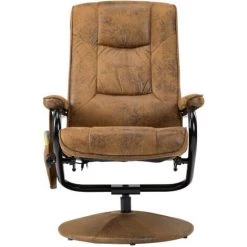 SUPERMARKET Fauteuil De Massage Avec Repose-pied Marron Similicuir Daim -Pas Cher Fauteuil Magasin 63677329 3