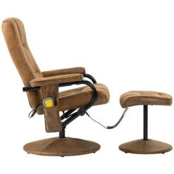 SUPERMARKET Fauteuil De Massage Avec Repose-pied Marron Similicuir Daim -Pas Cher Fauteuil Magasin 63677329 5