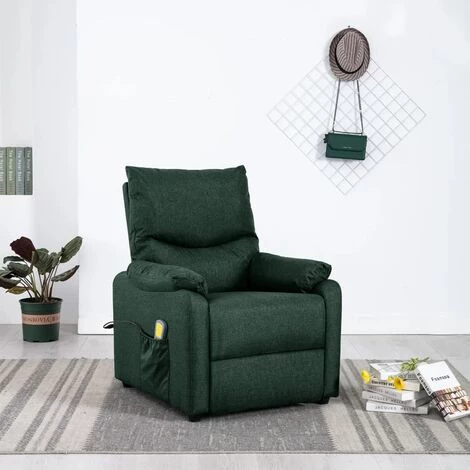SUPERMARKET Fauteuil De Massage Inclinable Vert Foncé Tissu SUHB-342464 3 SUPERMARKET Fauteuil De Massage Inclinable Vert Foncé Tissu SUHB-342464