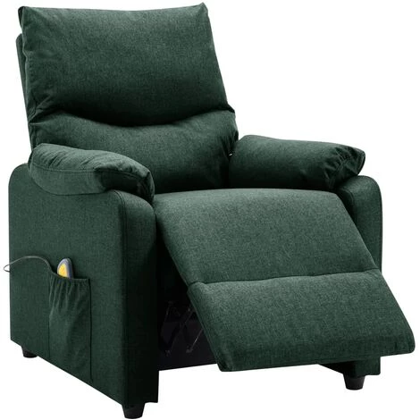 SUPERMARKET Fauteuil De Massage Inclinable Vert Foncé Tissu SUHB-342464 6 SUPERMARKET Fauteuil De Massage Inclinable Vert Foncé Tissu SUHB-342464 – Image 4