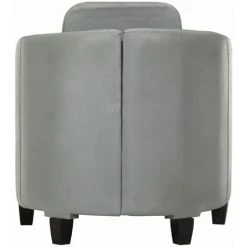 SUPERMARKET Fauteuil Gris Cuir Véritable SUHB-283763 -Pas Cher Fauteuil Magasin 63677643 4